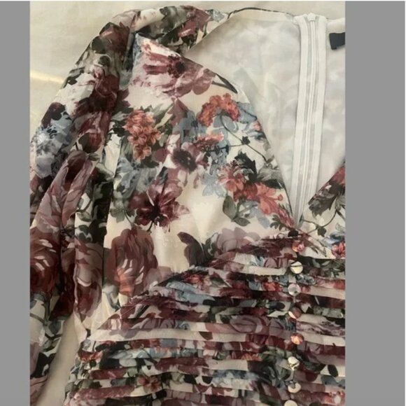 ⭐️ Ruffle Peasant V Neck Hipster Wedding Formal Classy Party Hippie Glam Dress - Picture 3 of 8